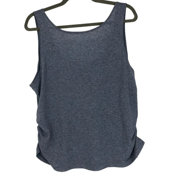 Nike Light Grey  Blue Yoga Ruched scoop neck Tank Top low back LG - Picture 2 of 15